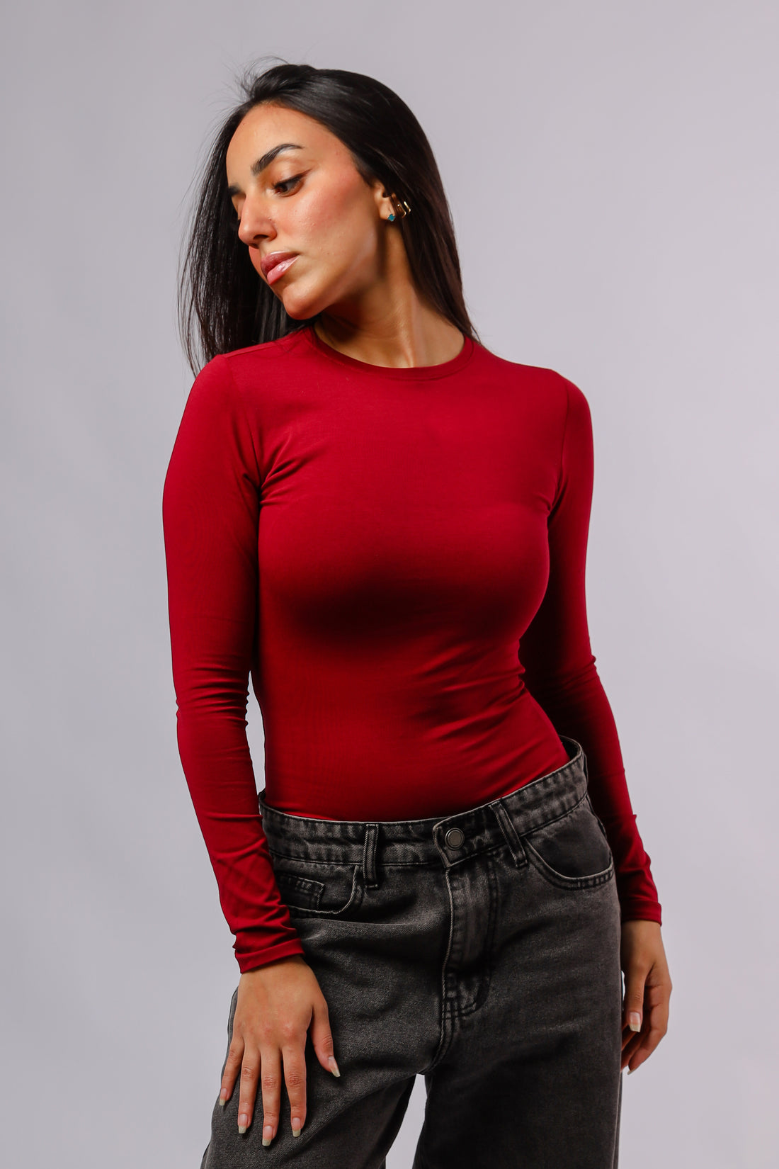 Burgundy Long Sleeve Top